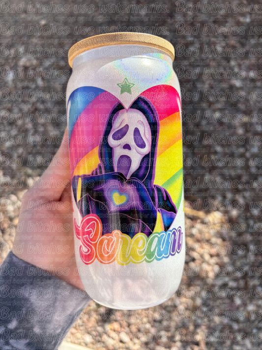 18oz LF inspired Ghostieface Shimmer Glass Tumbler