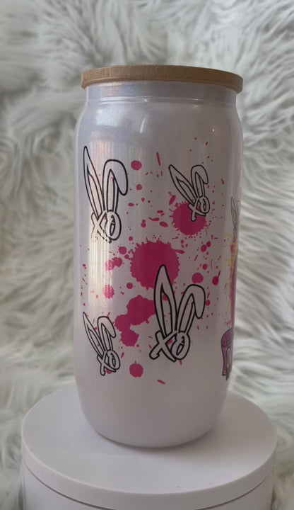 18oz Bunnie XO Shimmer Glass Tumbler