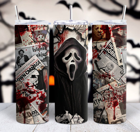 20oz Horror Newspaper Tumbler Travel Mug