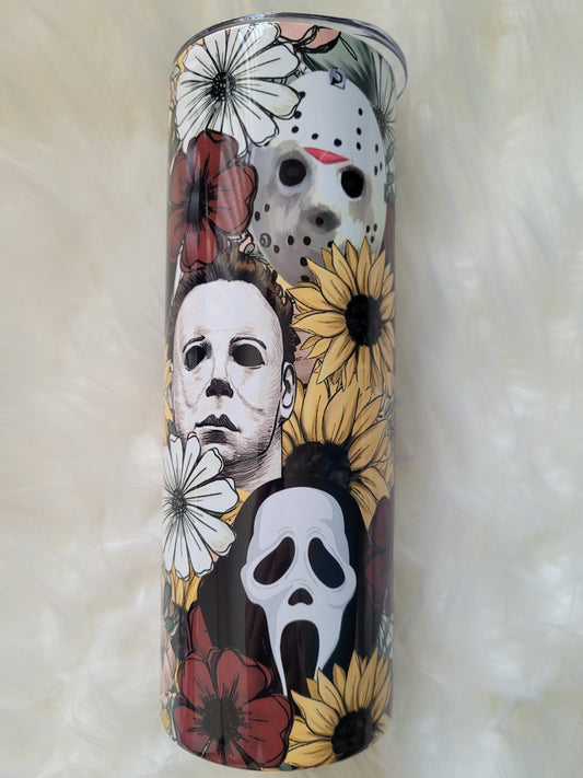 20oz Floral Horror Tumbler Travel Mug