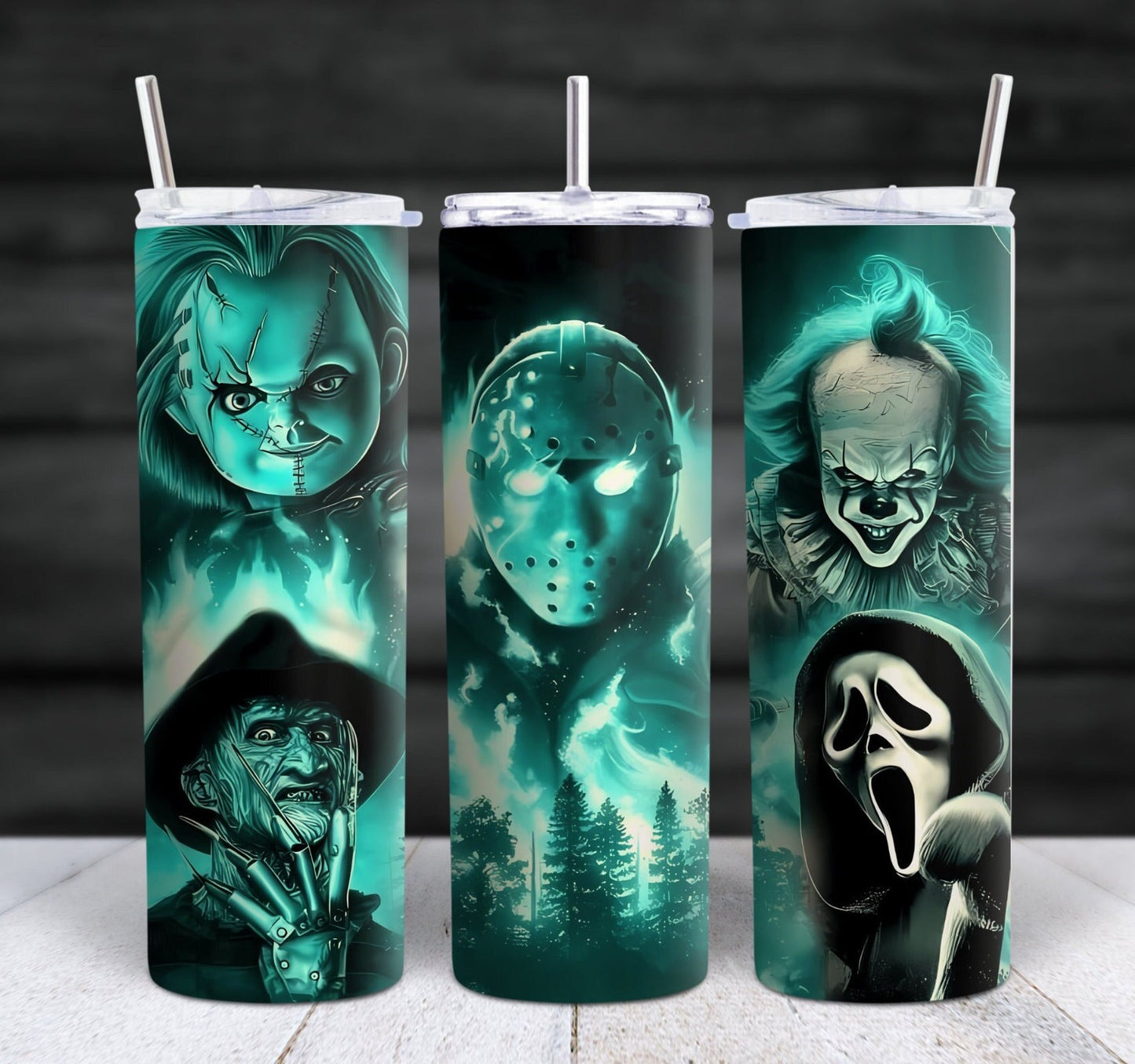 20oz Horror Faces Tumbler Travel Mug