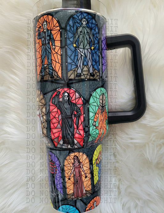 40oz Horror Character Mash-Up Stained Glass Tumbler