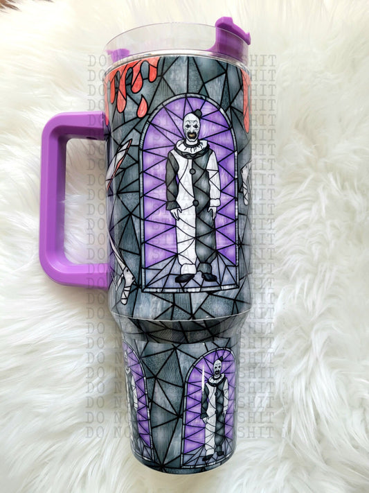 40oz Art Clown Stained Glass Tumbler