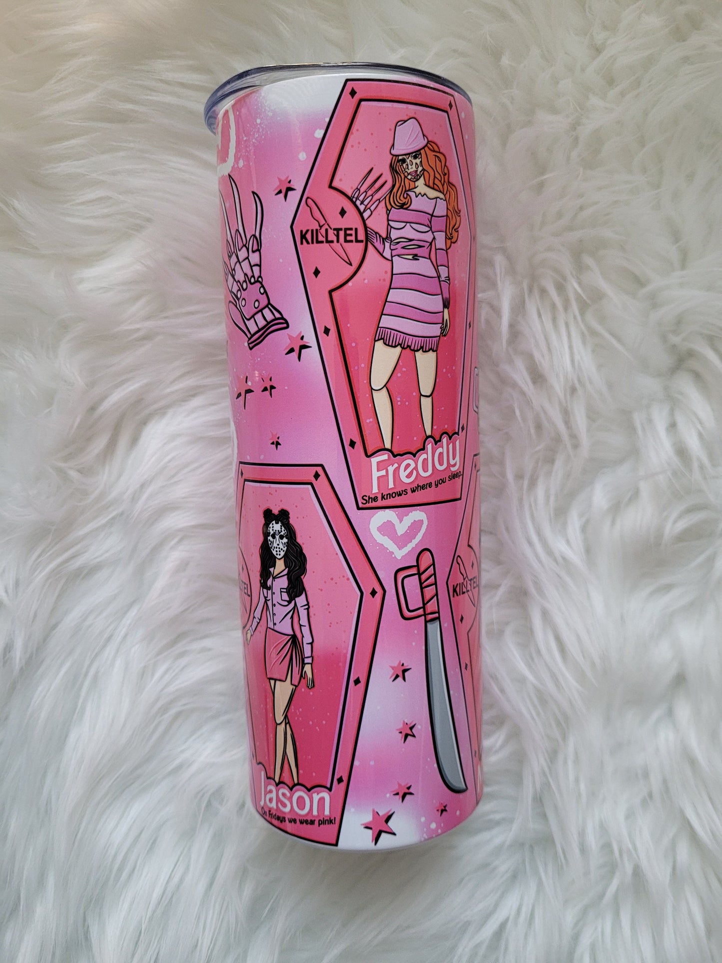 20oz Pink Horror Doll Tumbler Travel Mug