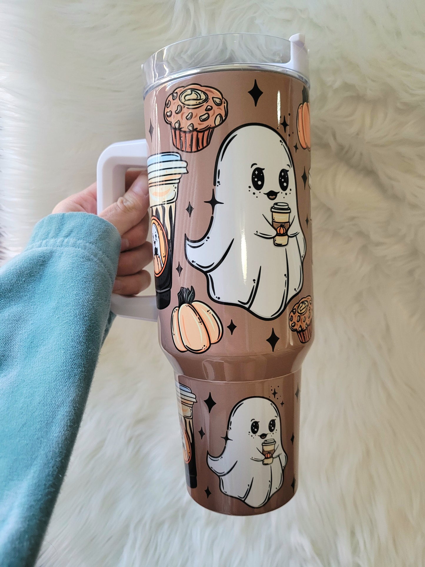 40oz Pumpkin Spice Ghosts Tumbler