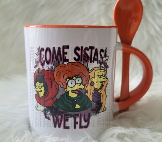 Hocus Inspired Witch Sisters Coffee Mug w/ Spoon